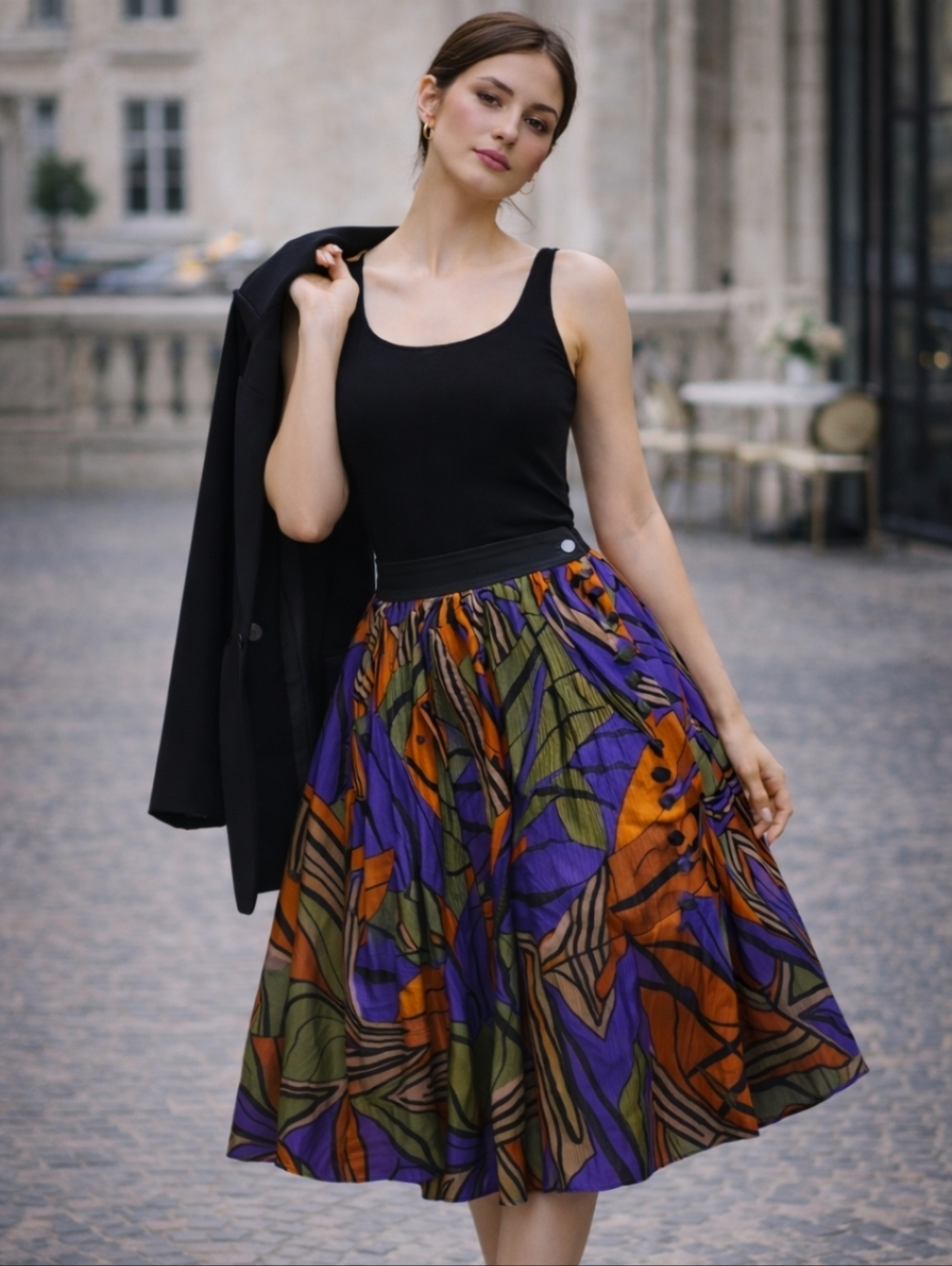 Vintage Silk Abstract Lux Skirt | Flora Kung New York - Picture 8 of 9